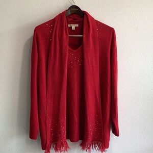 Carolyn Taylor Holiday Rhinestone Sweater with detachable scarf